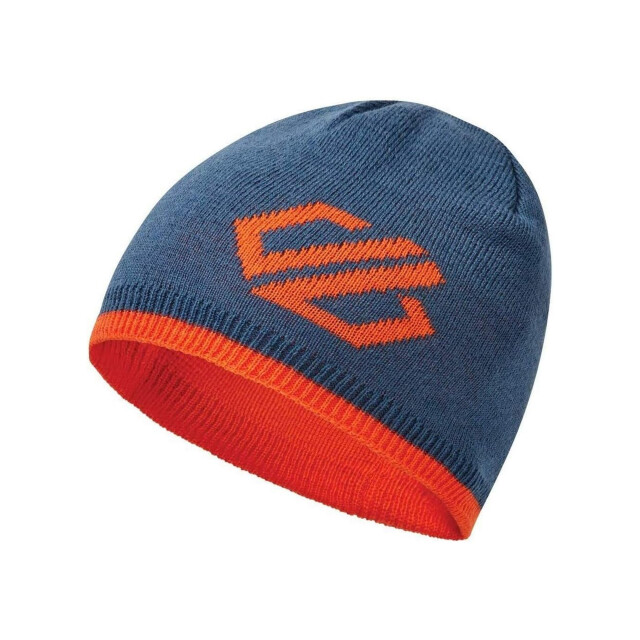 Dare2b Gebreide omkeerbare muts met logo voor kinderen/kinderen UTRG10408_darkdenimblazeorange large
