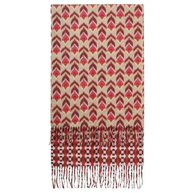 Smashed Lemon Dubbelzijdige sjaal met aztec en retro print in cognac | 55301-740-998 large