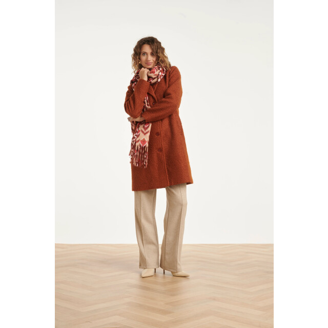 Smashed Lemon Dubbelzijdige sjaal met aztec en retro print in cognac | 55301-740-998 large