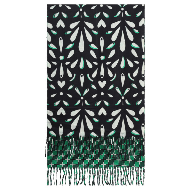 Smashed Lemon Dubbelzijdige grafische geprint sjaal in groen en zwart | 55303-530-999 large