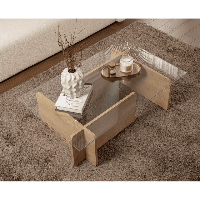 CaliCosy Salontafel met een blad van gehard glas l105 cm flavio 3253399 large