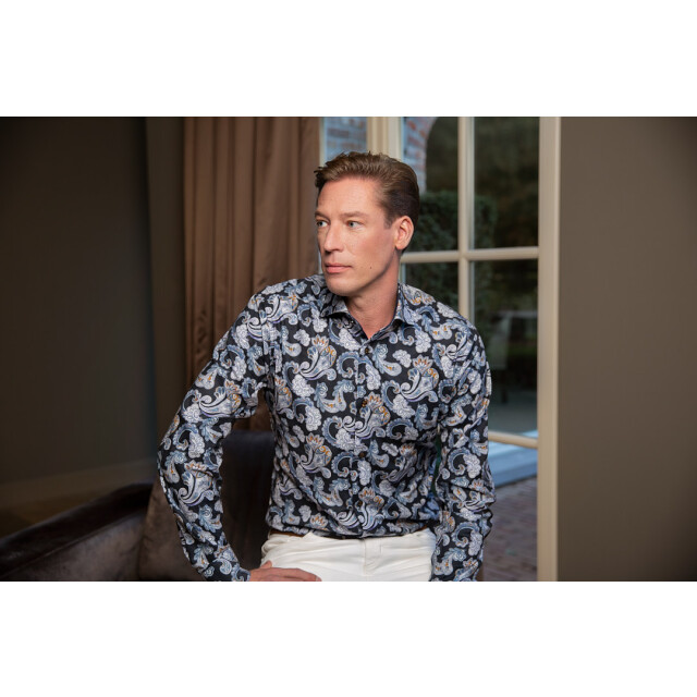 Circle of Gentlemen Lamar -allover print overhemd in stretch kwaliteit 234-20001-584- large