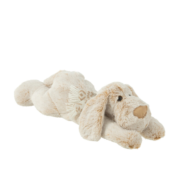J-Line Dog lying plush polyester beige 49125 large