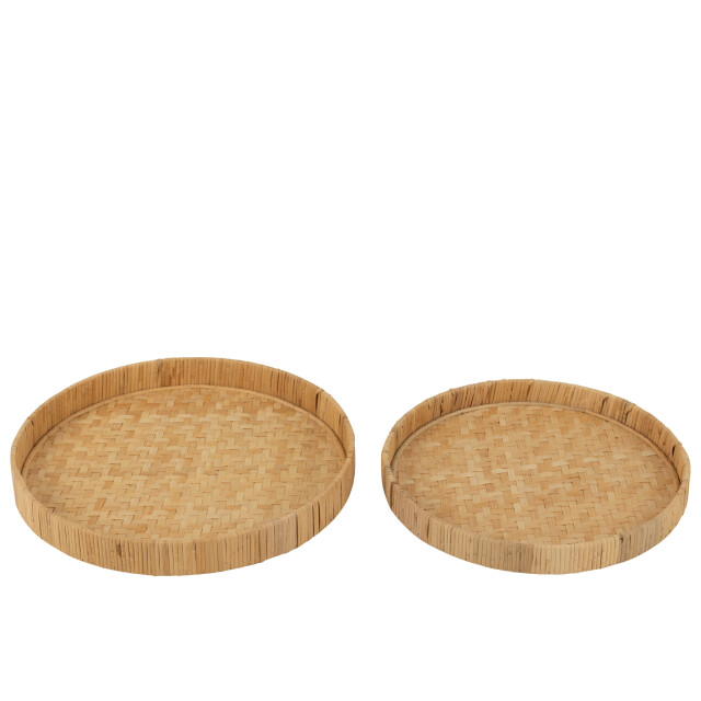J-Line Set of 2 plates round bamboo/cane natural 50750 large