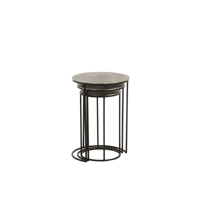 J-Line Set of 3 side tables round aluminium black/grey 86242 large