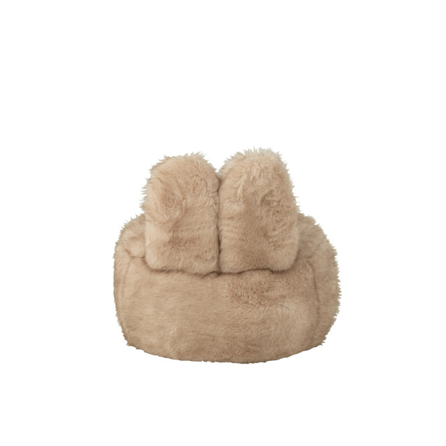 J-Line Stool fur with bunny ears wood taupe 55960 large