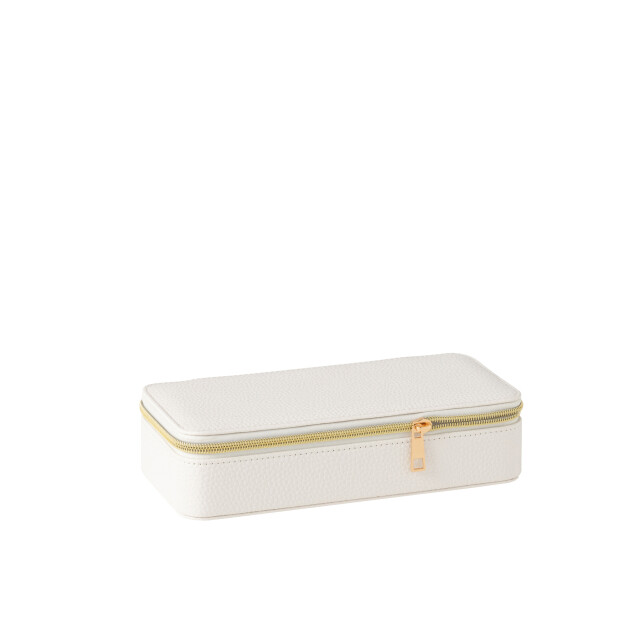 J-Line Jewellery box rectangle+mirror artificial leather white 46537 large