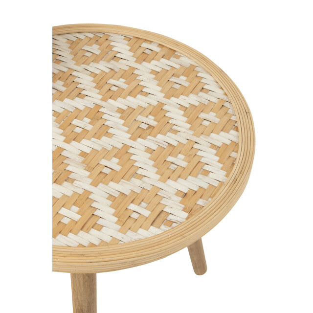 J-Line Set of 3 sidetable patterns 3 legs bamboo/wood natural/white 33193 large