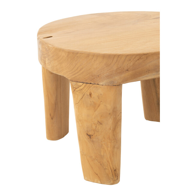 J-Line Set of 2 table round teak wood natural 43761 large