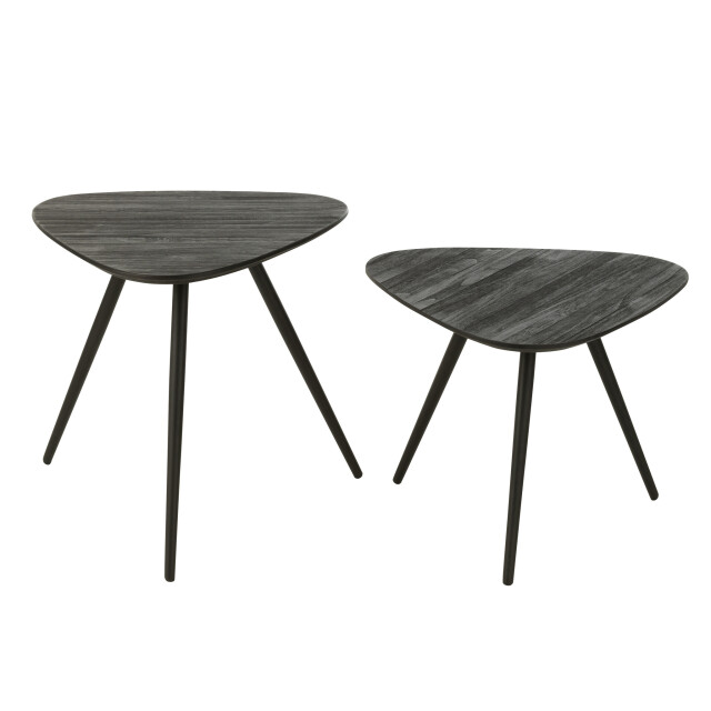 J-Line Set of 2 tables triangle recycle teak black 40782 large