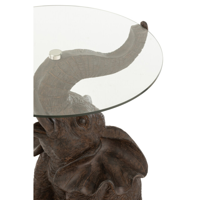 J-Line Table elephant poly/glass dark brown 21530 large
