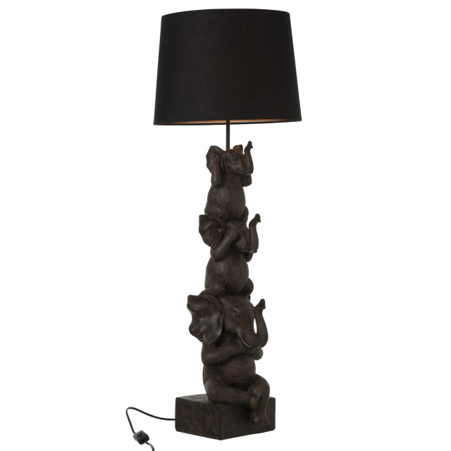 J-Line Lamp 3 elephants polyresin brown 90517 large