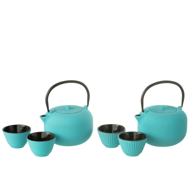 J-Line Box of 1 tea pot metal blue assortment 2 52797 large