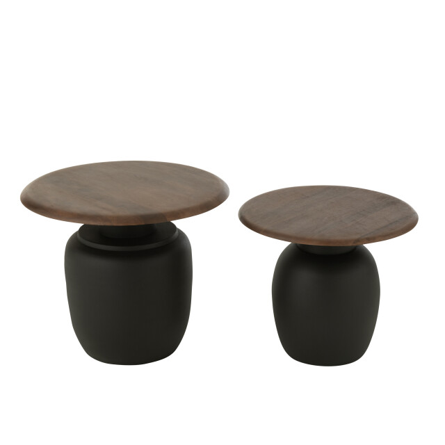 J-Line Set of 2 side table oval iron dark brown 55856 large