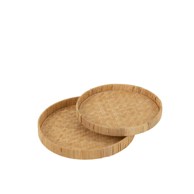 J-Line Set of 2 plates round bamboo/cane natural 50750 large