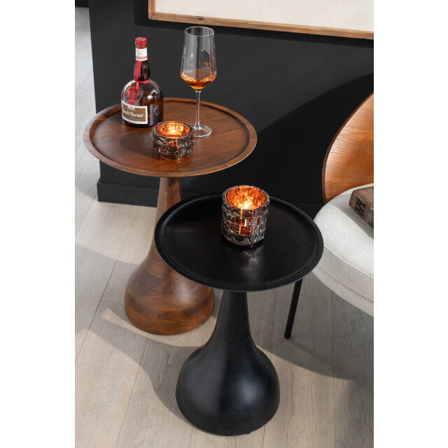 J-Line Set of 2 side tables paro mango wood brown/black 46008 large
