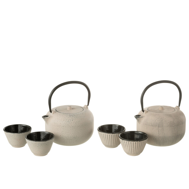 J-Line Box of 1 tea pot metal beige assortment 2 52825 large