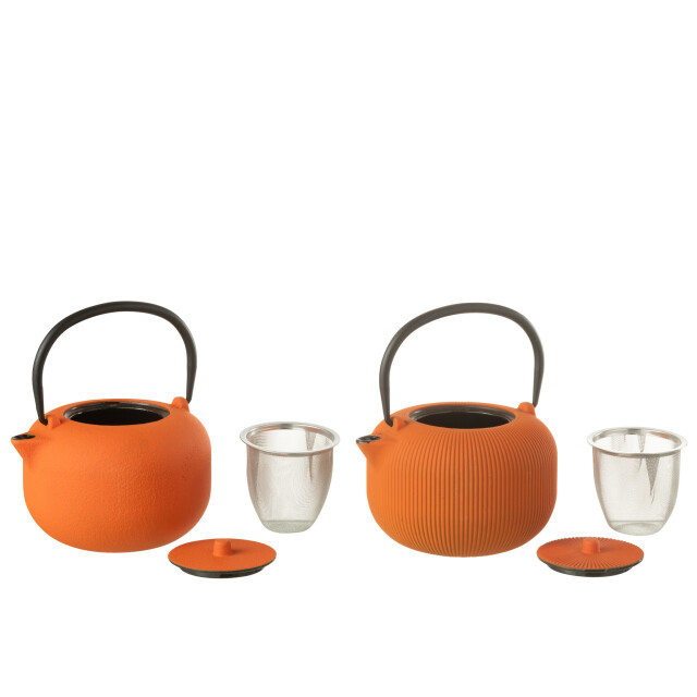J-Line Box of 1 tea pot metal orange assortment 2 52805 large