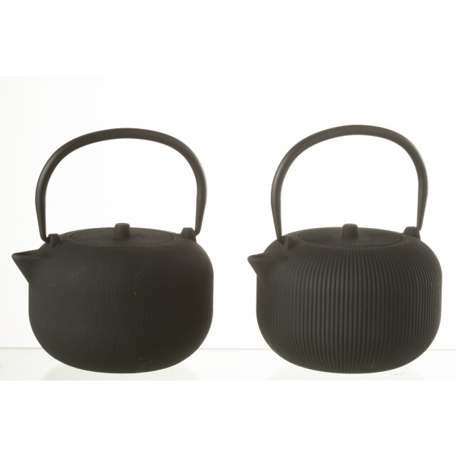 J-Line Box of 1 tea pot metal black assortment 2 52809 large