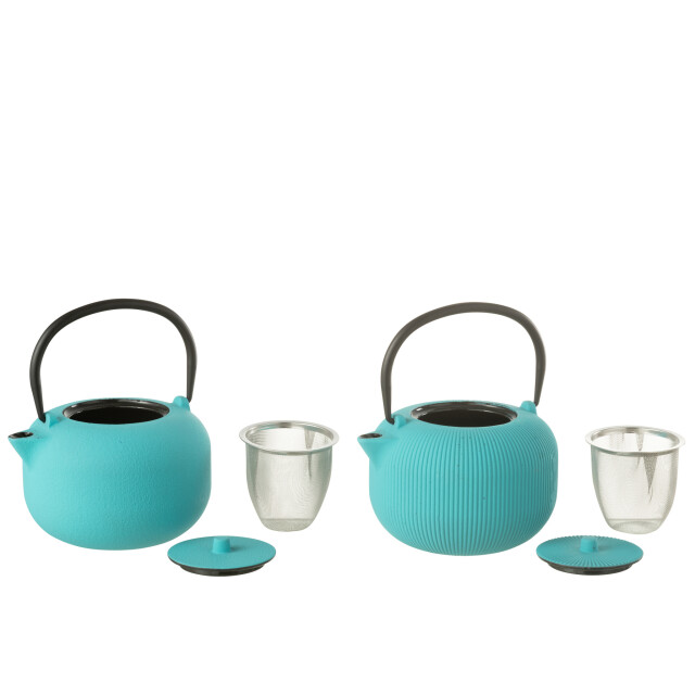 J-Line Box of 1 tea pot metal blue assortment 2 52797 large