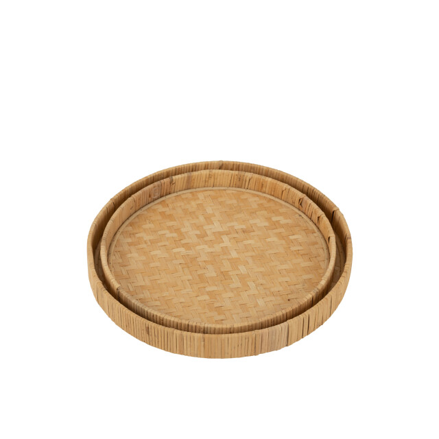 J-Line Set of 2 plates round bamboo/cane natural 50750 large