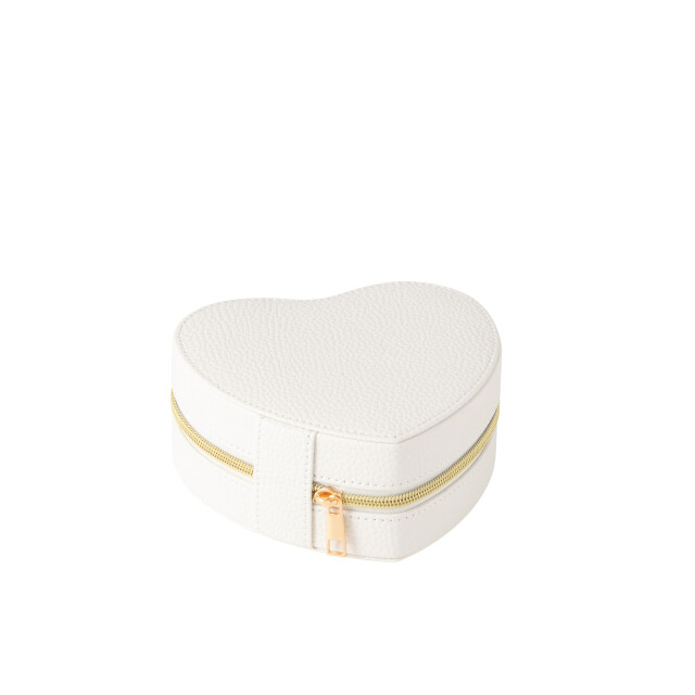 J-Line Jewellery box heart artificial leather white 46536 large
