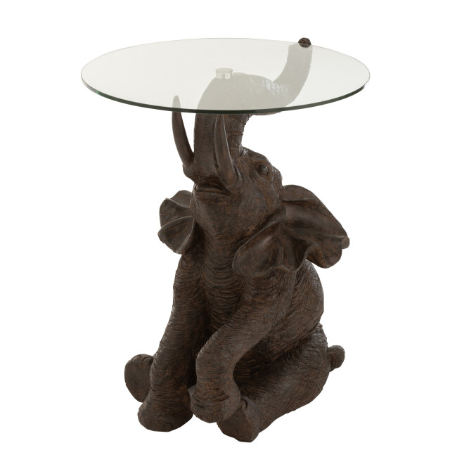 J-Line Table elephant poly/glass dark brown 21530 large