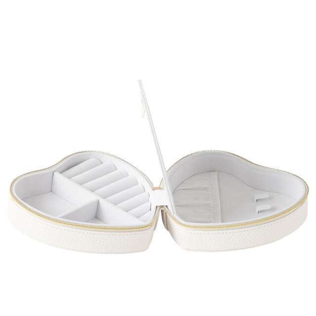 J-Line Jewellery box heart artificial leather white 46536 large