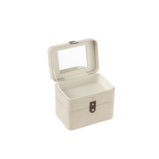 J-Line Cosmetic box rectangle+mirror 2 layers polyester grey 51778 large