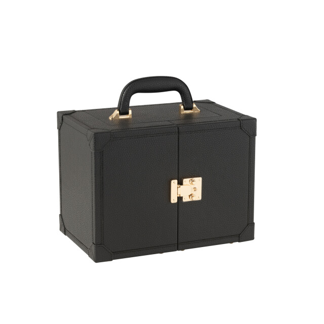 J-Line Jewellery case with handle artificial leather black 46559 large