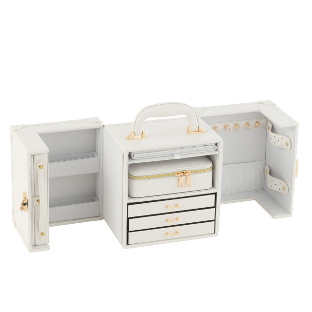 J-Line Jewellery case with handle artificial leather white 46541 large