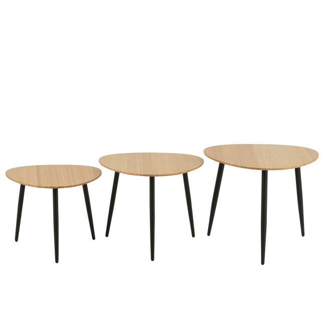 J-Line Set of 3 side tables palette bamboo/metal natural/black 50836 large
