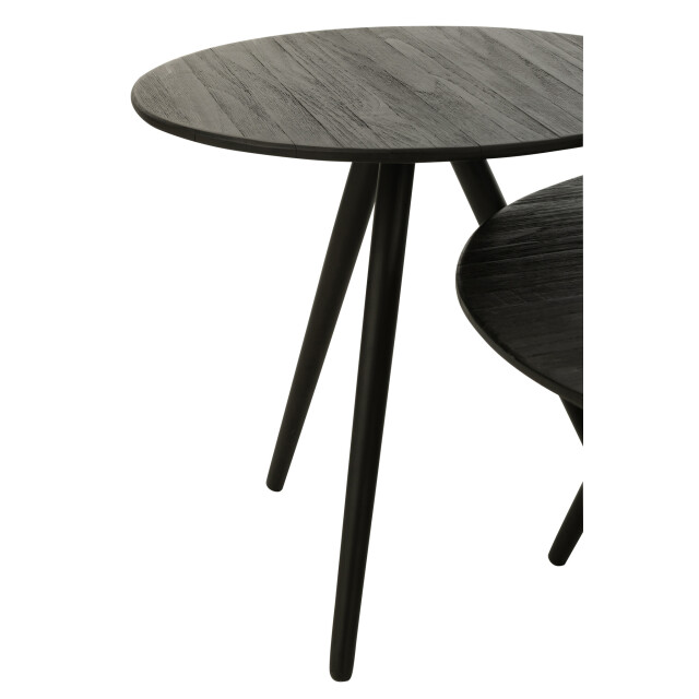 J-Line Set of 4 tables round recycle teak black 40783 large