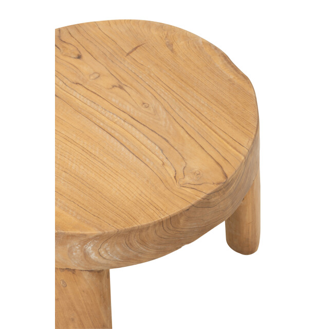 J-Line Set of 2 table round teak wood natural 43761 large