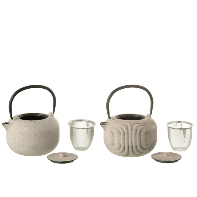 J-Line Box of 1 tea pot metal beige assortment 2 52825 large