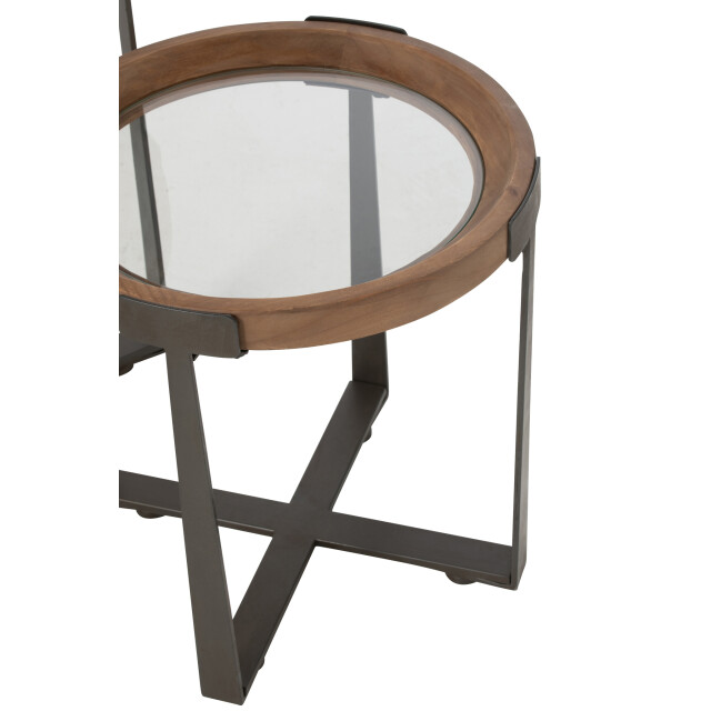 J-Line Set of 2 coffee tables mine glass/fir wood natural/black 46326 large