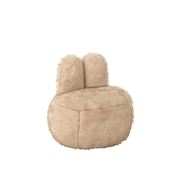 J-Line Stool fur with bunny ears wood taupe 55960 large