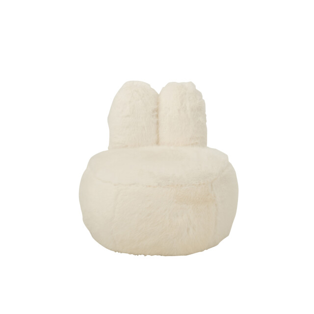 J-Line Stool fur with bunny ears wood white 55955 large