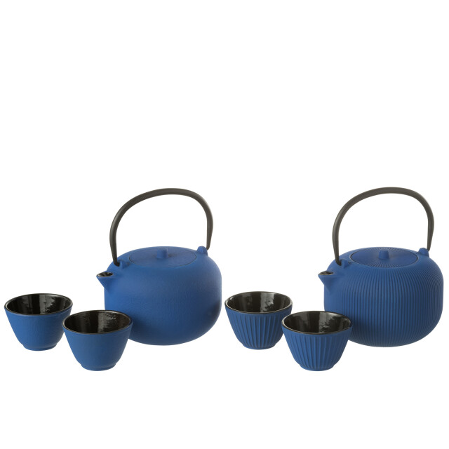 J-Line Box of 1 tea pot metal dark blue assortment 2 52801 large