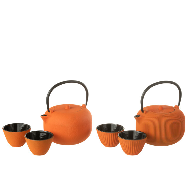 J-Line Box of 1 tea pot metal orange assortment 2 52805 large
