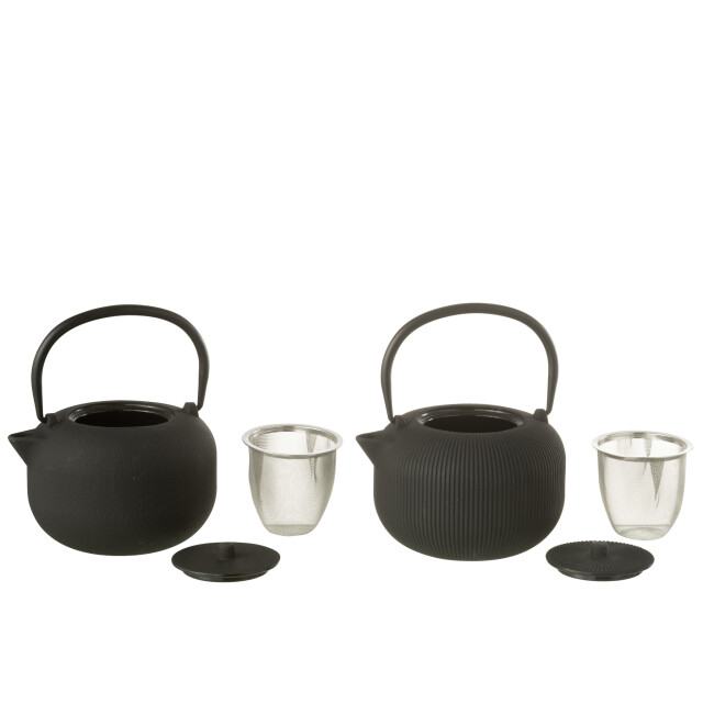 J-Line Box of 1 tea pot metal black assortment 2 52809 large