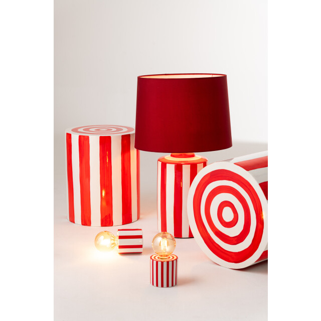 J-Line Set of 2 side table striped magnesium oxide red/white 57015 large