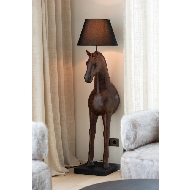 J-Line Floor lamp horse front polyresin dark brown 55410 large