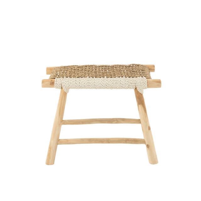 J-Line Stool waverly teak wood/seagrass natural/white 50988 large