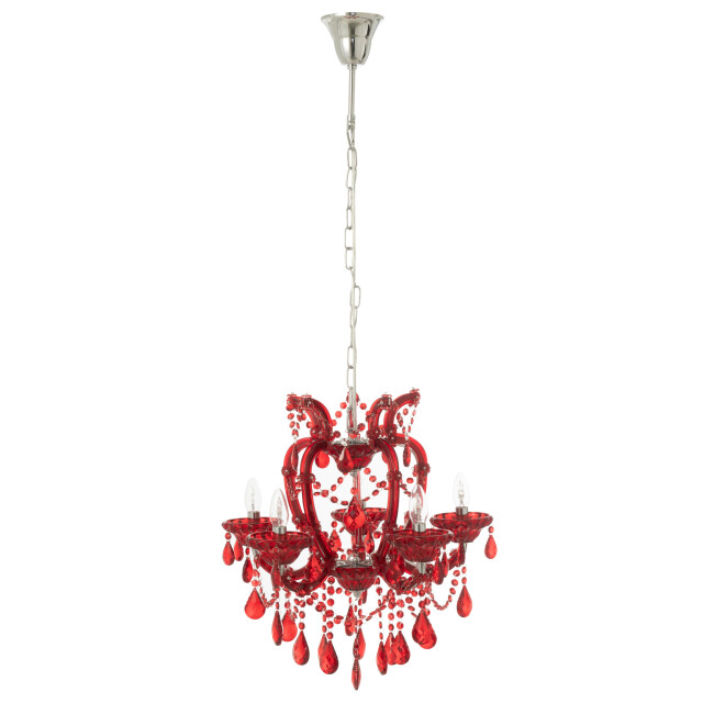 J-Line Ceiling lamp chandelier antique glass red 59046 large