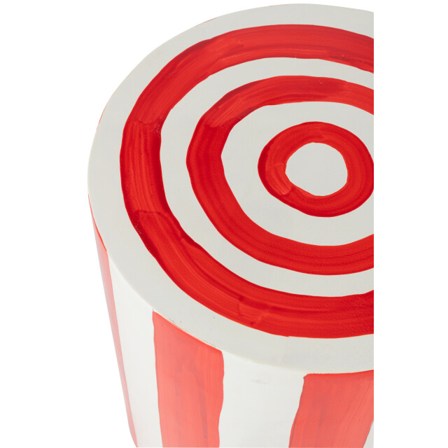 J-Line Set of 2 side table striped magnesium oxide red/white 57015 large