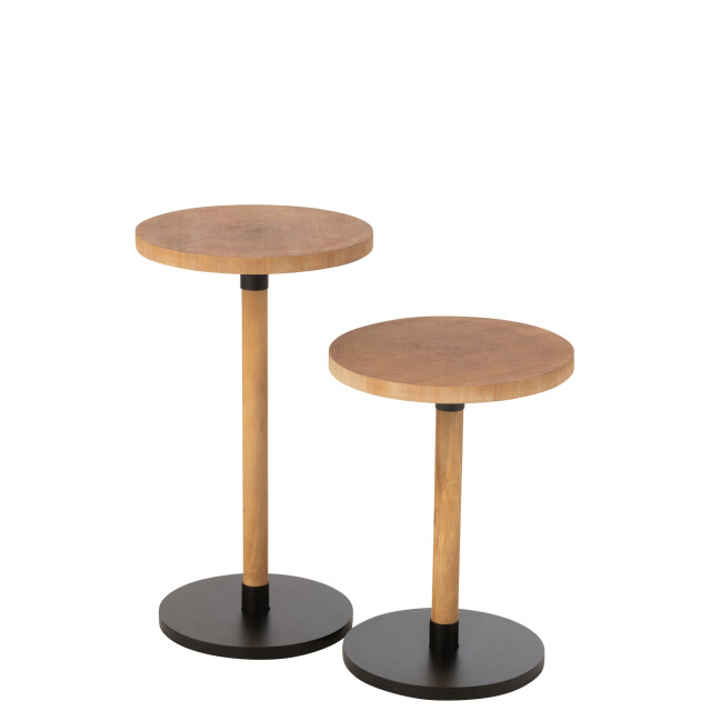 J-Line Set of 2 side tables ron mdf/pinewood natural black 46318 large