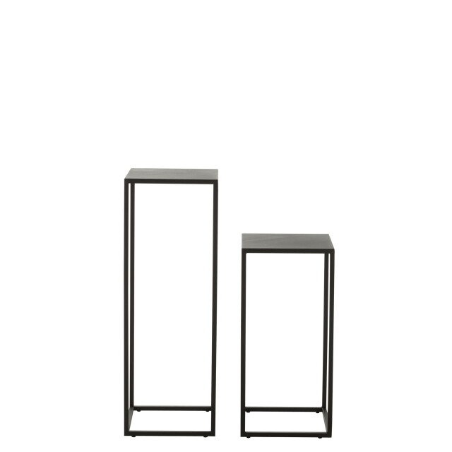 J-Line Set of 2 side tables square metal black 86171 large