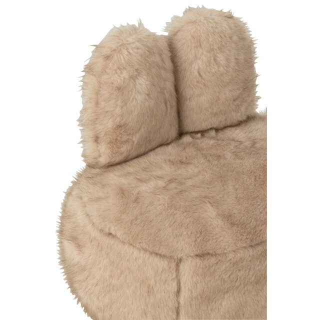 J-Line Stool fur with bunny ears wood taupe 55960 large