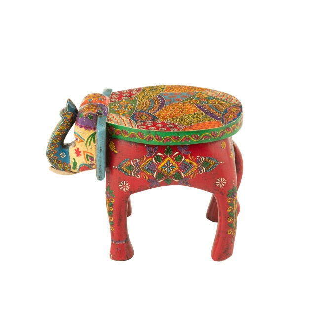 J-Line Stool elephant delhi mango wood mix 50575 large